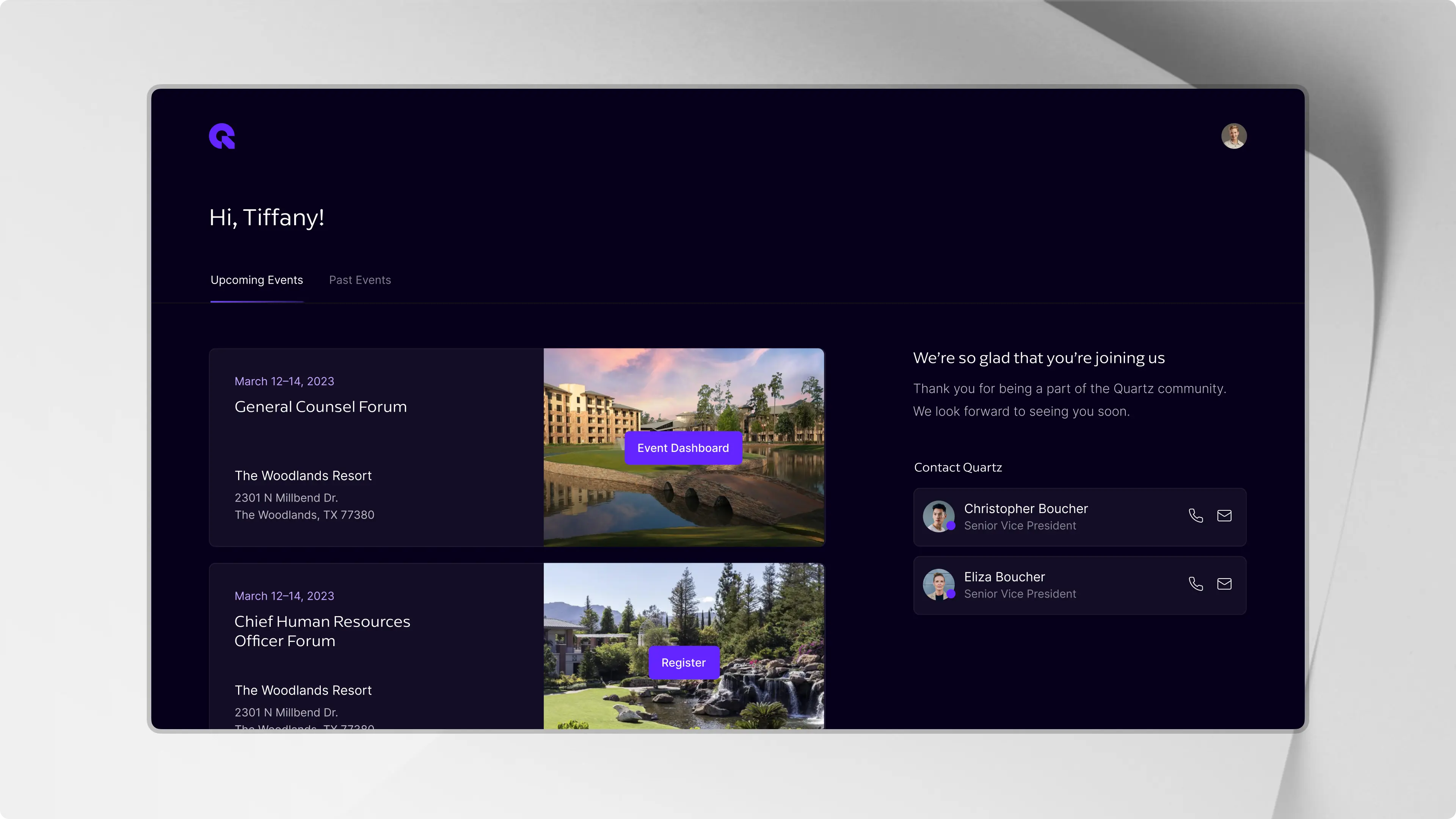 Quartz dashboard in dark mode