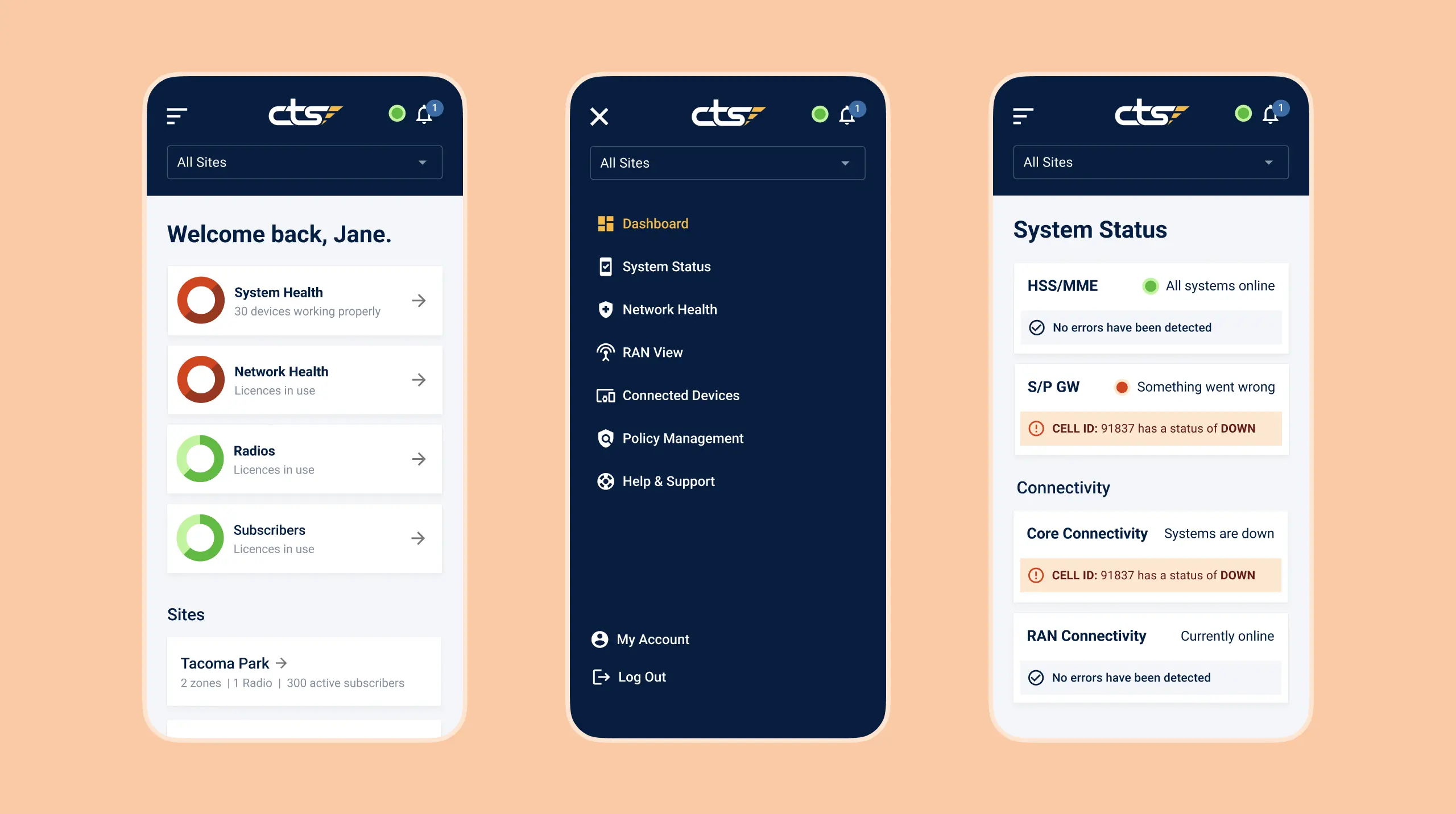 CTS Dashboard Mobile