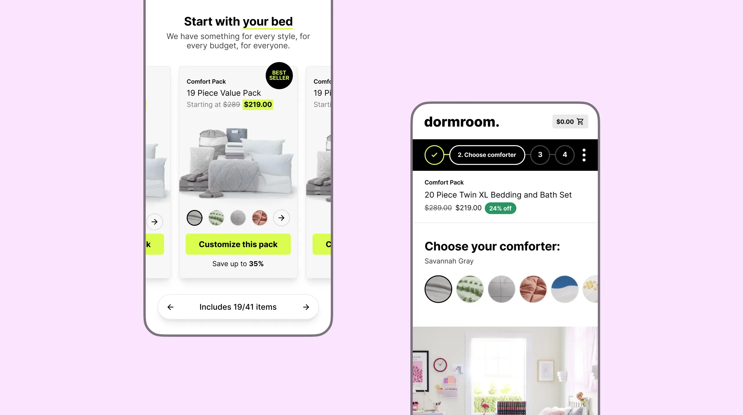 Dormroom landing mobile