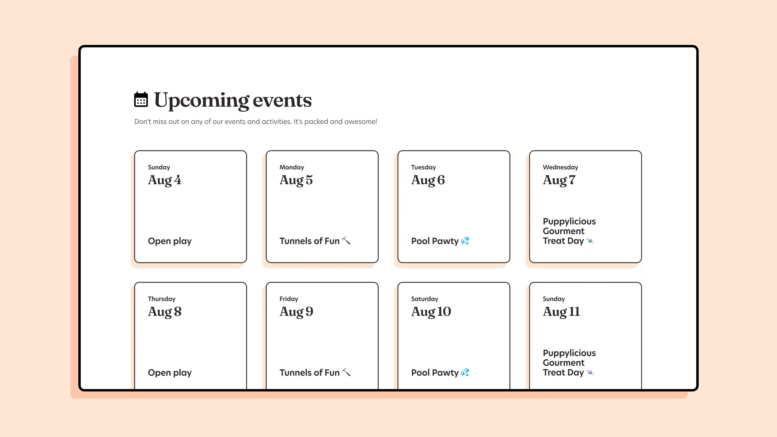 Playful Pack events
